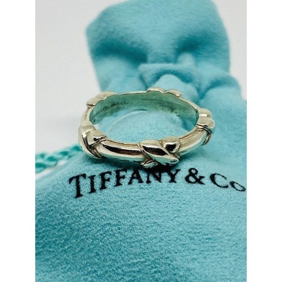 Tiffany & Co Silver Signature X Stacking Ring Band Sz 7.25 - Picture 7 of 9